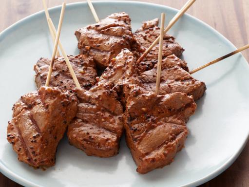 GarlicMustard Grilled Beef Skewers Recipe Bobby Flay