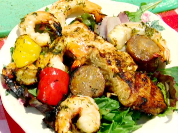 Grilled Shrimp and Andouille Salad with Sugarcane Vinaigrette image