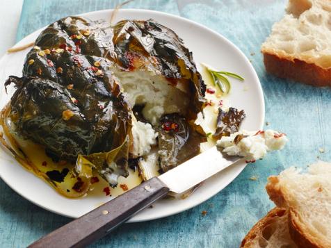 Grilled Grape Leaf-Wrapped Goat Cheese