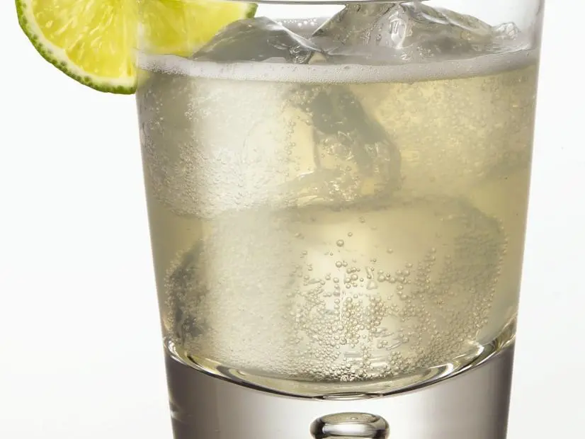 A Moscow Mule cocktail garnished with a lime slice and mint leaves in a lowball glass
