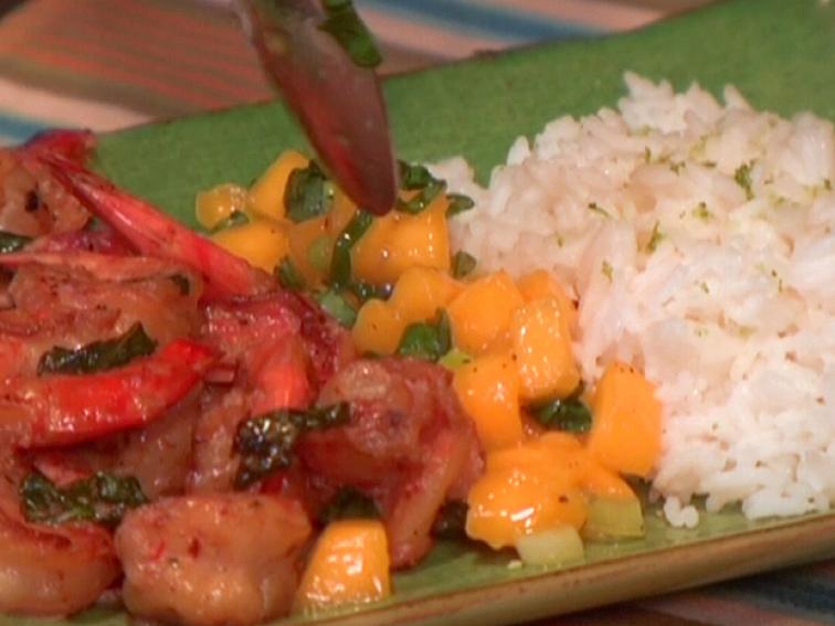 Spicy Coconut Shrimp with Spicy Mango Basil Salsa and Lime Jasmine Rice