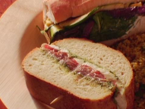 Mozzarella, Prosciutto, Pesto and Plum Tomato Sandwiches