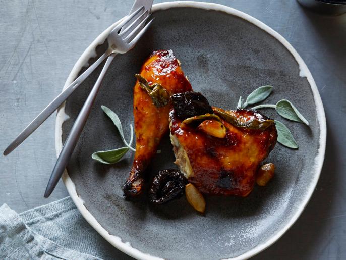 Apricot Glazed Chicken with Dried Plums and Sage Recipe Dave Lieberman Food Network