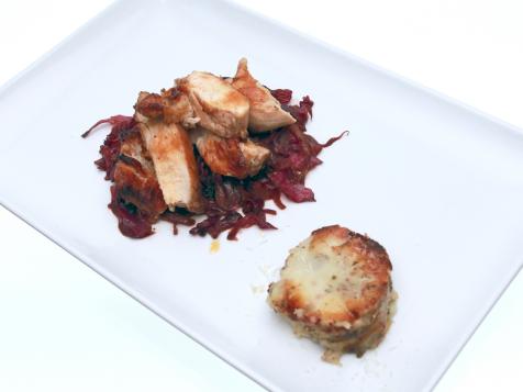 Chinese Five-Spice Chicken with Red Cabbage and Potato Gratin
