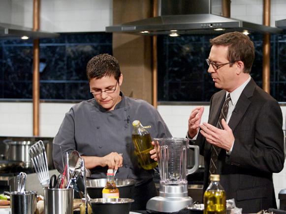 Ted Allen with a Chopped Contestant