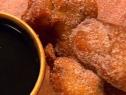 Homemade donuts with mexican chocolate sauce by Janet of Spice and Easy. 