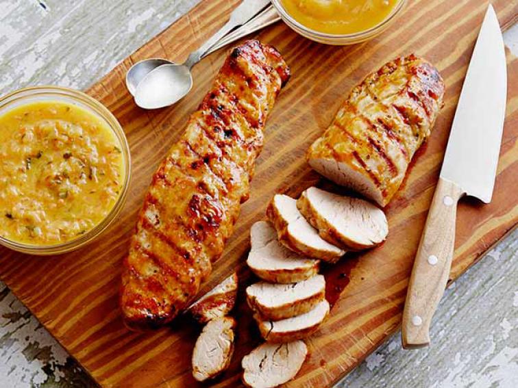 Grilled Pork Tenderloin a la Rodriguez with Guava Glaze and Orange