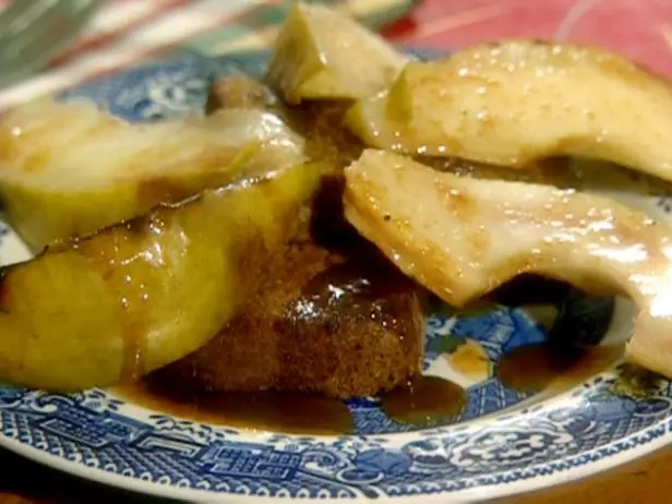 Toasted Gingerbread with Grilled Pears and Caramel Recipe | Food Network