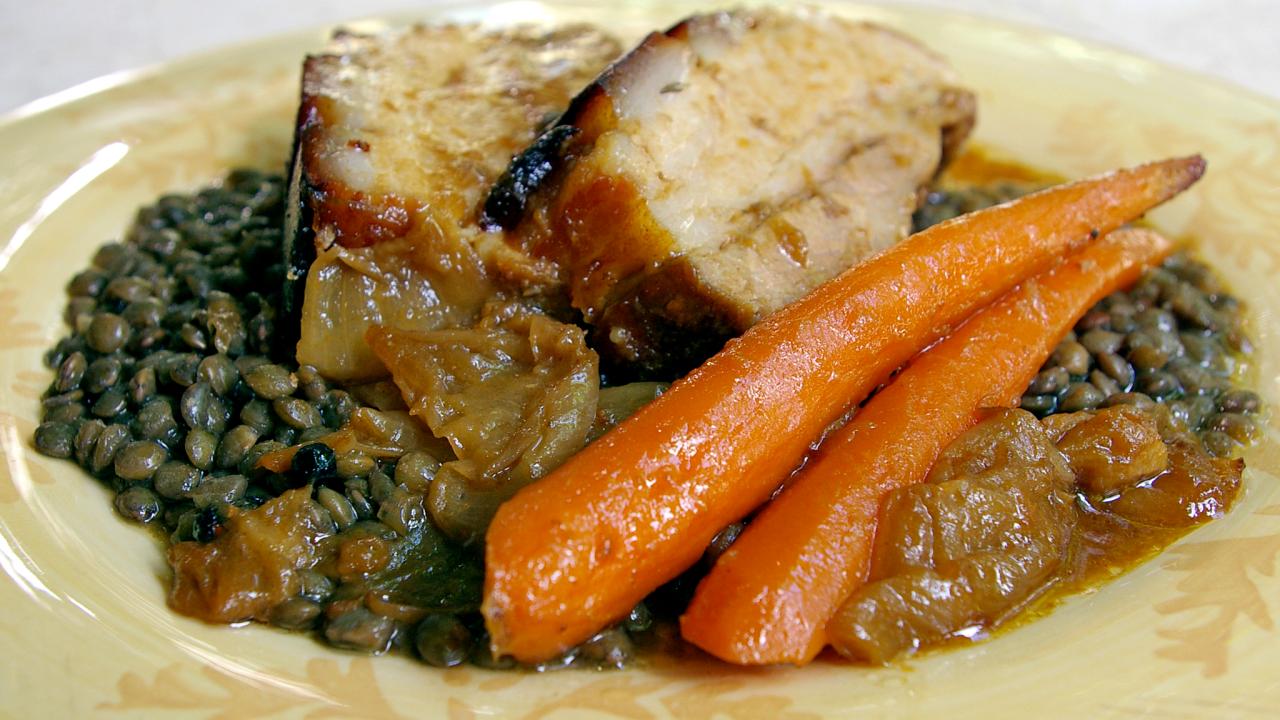 NEIL' RECIPES: SALT PORK BELLY WITH LENTILS AND TOULOUSE SAUSAGE — Cafe St  Honore