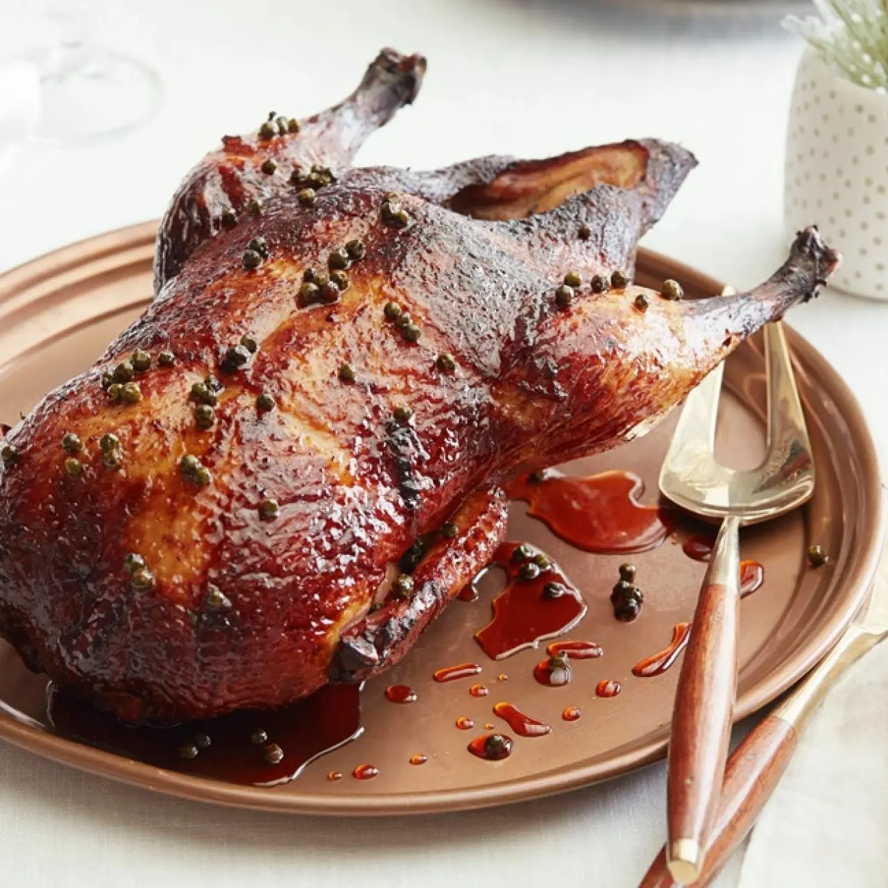 Whole Duck with Green Peppercorn Glaze Recipe | Alex Guarnaschelli