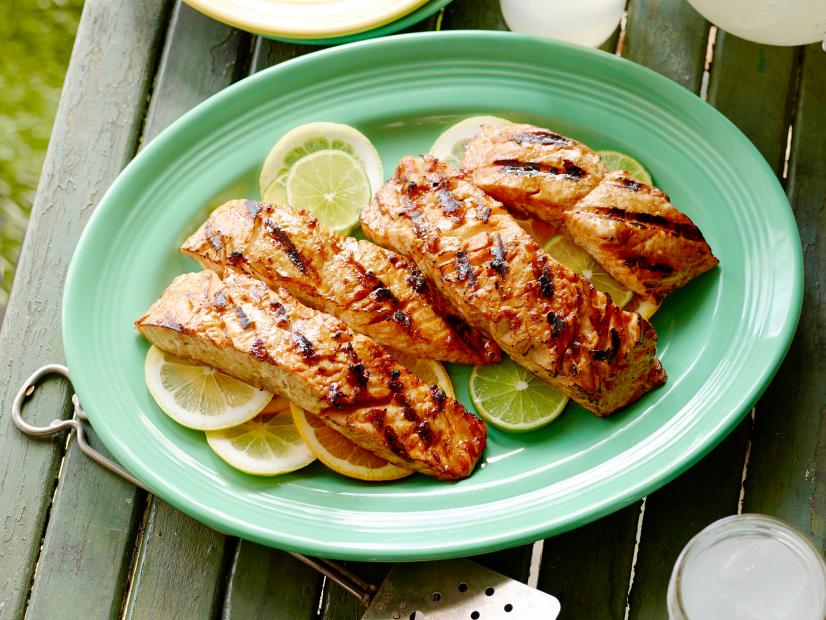 Triple Citrus Glazed Grilled Salmon Recipe The Neelys Food Network