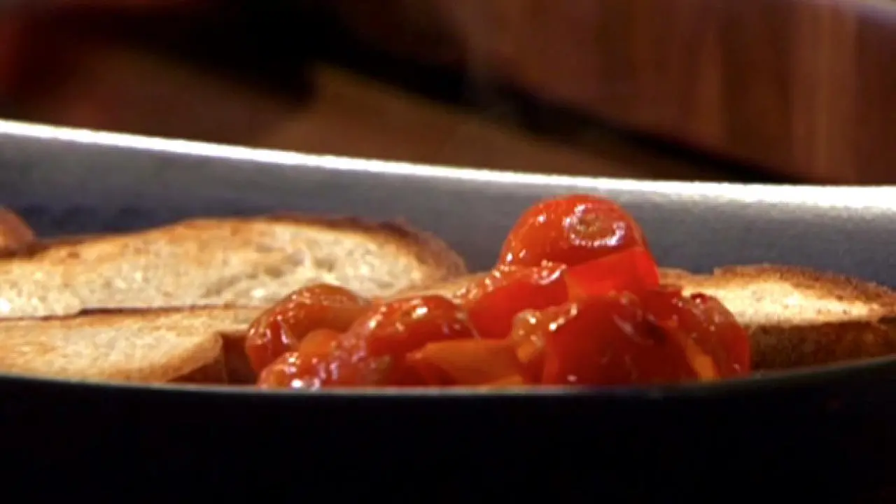 Hot Cherry Tomato Bruschetta