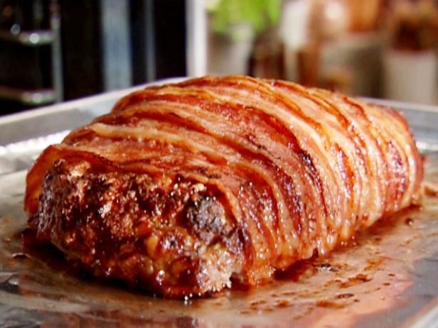 Bacon Wrapped Double Pork Meatloaf Recipe Aida Mollenkamp Food Network