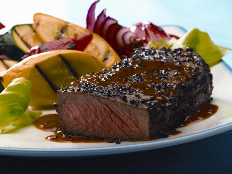 Grilled NY Strip Steak with Peppercorn and Heinz 57