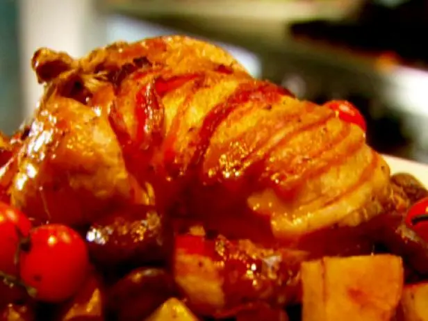 Roast Chicken with Herbed Mushrooms Recipe | Tyler Florence | Food Network