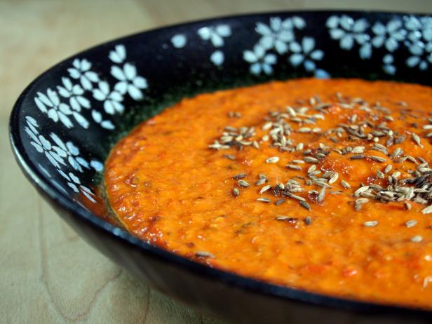 Bal's Red Pepper Soup with Toasted Cumin Seeds