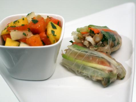 Yellow Chile Spring Rolls and Tropical Fruit Salad