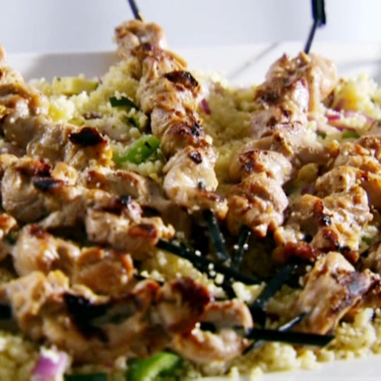 Grilled Chicken Skewers with Basil Couscous