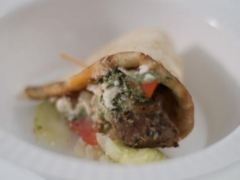 Lamb Gyro with Tzatziki Sauce and Spicy Sour Cream Sauce