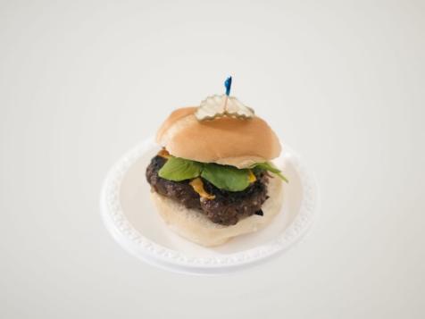 Bison Burger with Garlic Mayo and Caramelized Onions