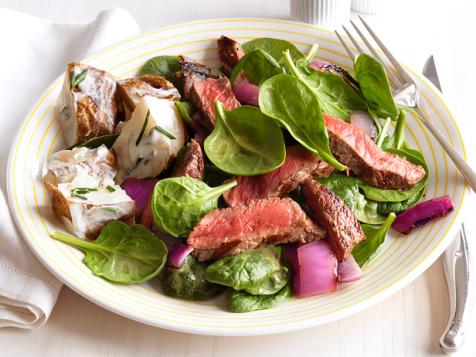Steak-Spinach Salad With Sour-Cream Potatoes
