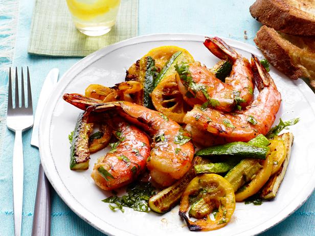 Shrimp With Charred Lemon and Zucchini