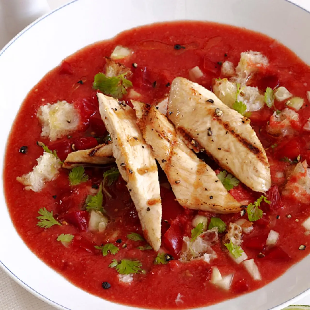 Gazpacho With Lime Chicken Recipe | Food Network Kitchen | Food