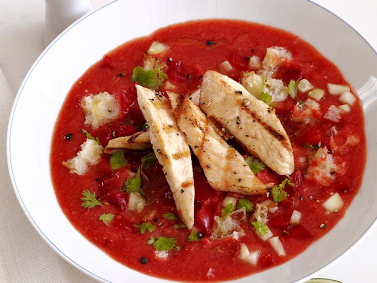 Gazpacho With Lime Chicken Recipe | Food Network Kitchen | Food Network