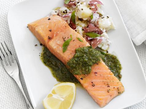 Pesto Salmon and Potatoes