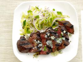 Steak With Blue-Cheese Butter and Celery Salad