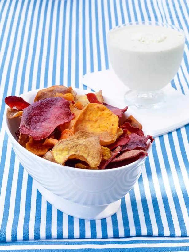 Vegetable Chips with Blue-Cheese Dip Recipe | Sunny Anderson | Food Network