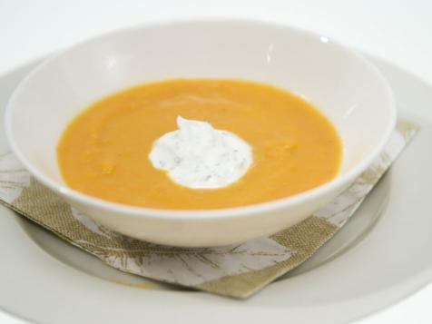 Spiced Carrot Soup with Cilantro Crema