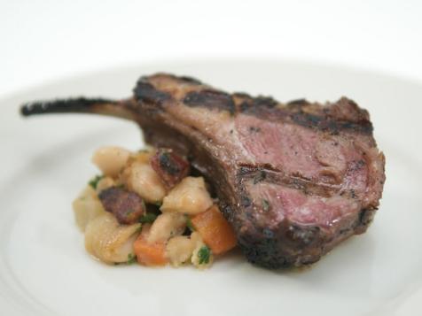 Lamb Chops with Thyme Honey and White Beans
