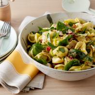 Rachael Ray's Spinach Artichoke Pasta Salad for Potluck Picks as seen on Food Network's 30 Minute Meals