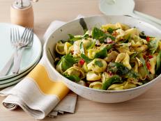 Rachael Ray's Spinach Artichoke Pasta Salad for Potluck Picks as seen on Food Network's 30 Minute Meals