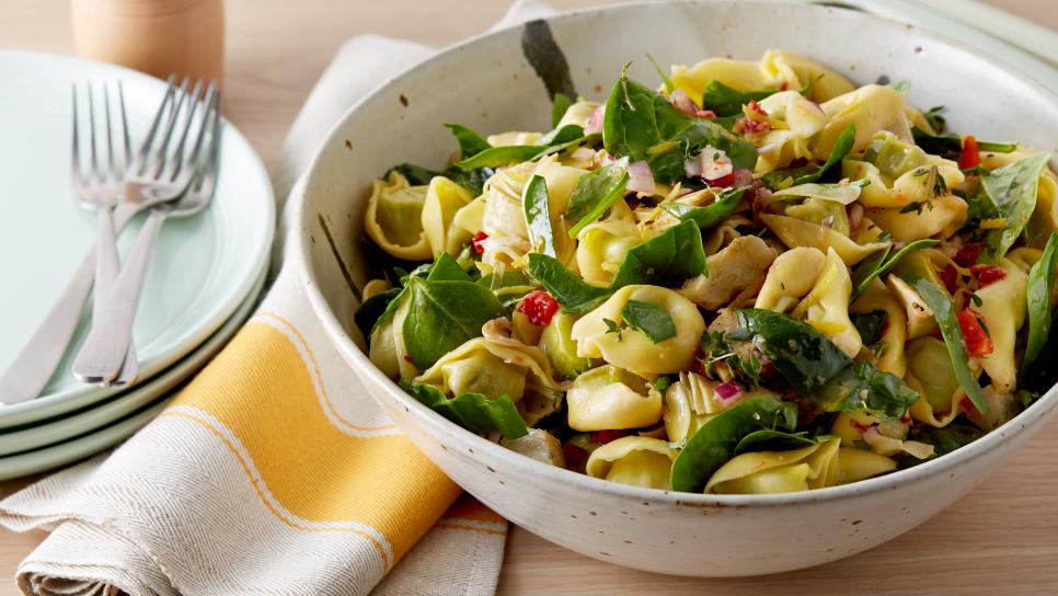Rachael Ray's Spinach Artichoke Pasta Salad for Potluck Picks as seen on Food Network's 30 Minute Meals