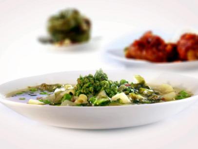 Peas and Potato Soup with Tarragon Pesto-image