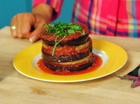 Saucy Eggplant Patty Tower