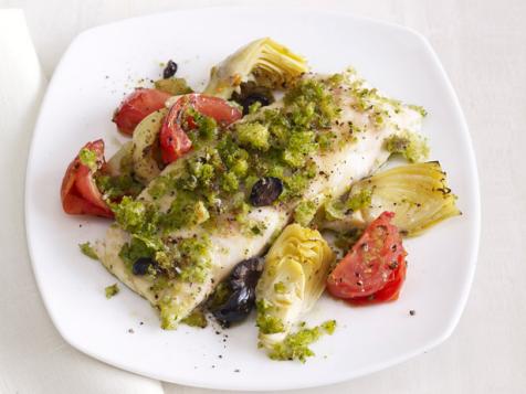 Striped Bass With Artichokes and Olives