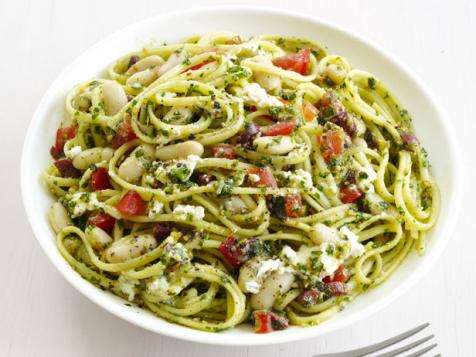 Linguine With Almond Pesto and Beans