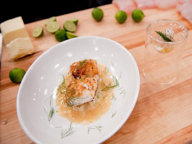 Rival-Chef Geoffrey Zakarian's dish beauty for the Secret Ingredient "Coconut" Showdown in Episode 4 as seen on Food Network Next Iron Chef Season 4.