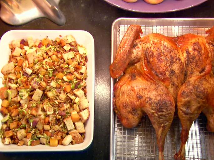 Butterflied, Dry Brined Roasted Turkey with Roasted Root Vegetable