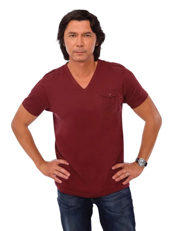 Contestant Lou Diamond Phillips as seen on Food Network's Rachael Vs. Guy: Celebrity Cook-off Season 1.