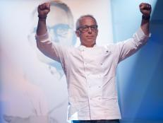 Rival-Chef Geoffrey Zakarian revealed the Winner and the newest Iron Chef in Episode 8 Finale Battle "Holiday Extravaganza" as seen on Food Network Next Iron Chef Season 4.