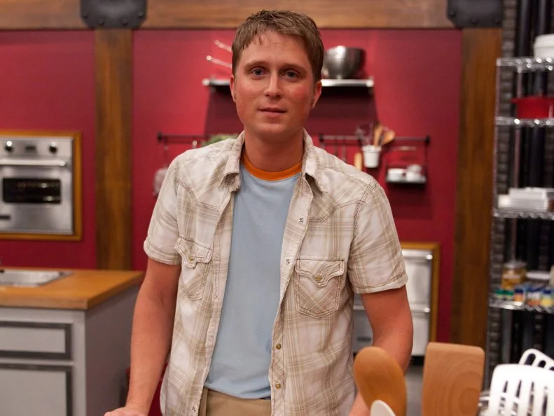 Recruit David Shelton prepares his "Dishwasher Salmon" for the "Show Us Your Stuff"  challenge, as seen on Food Network's Worst Cooks in America, Season 3.