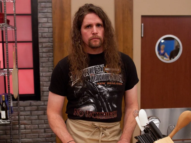 Recruit Robert Tamke prepares his "Chicktroni" for the "Show Us Your Stuff"  challenge, as seen on Food Network's Worst Cooks in America, Season 3.