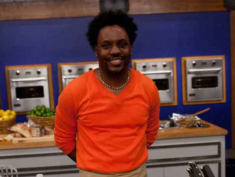 Recruit Benjamin Dennis prepares hi "Blackened Tilapia over Long Grain Rice" for the "Show Us Your Stuff"  challenge, as seen on Food Network's Worst Cooks in America, Season 3.