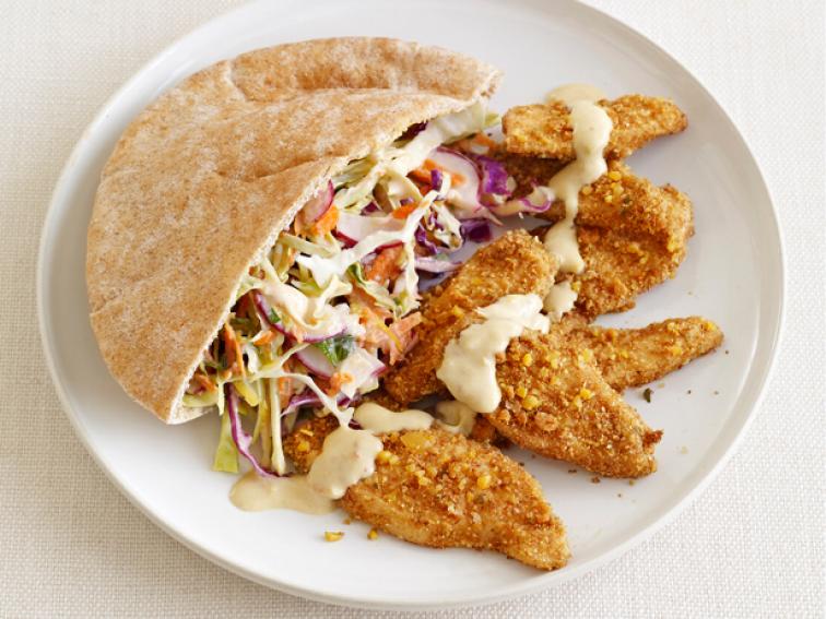 FalafelCrusted Chicken With Hummus Slaw Recipe Food Network Kitchen