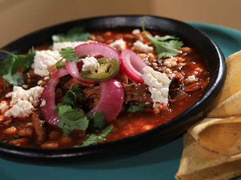 Red Pork Posole with Pickled Onions and Queso Fresco