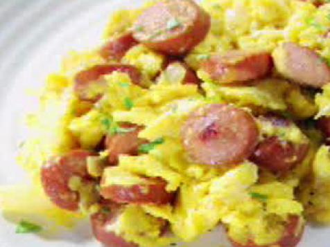 Online Round 2 Recipe - Cheesy Hot Dog Scramble